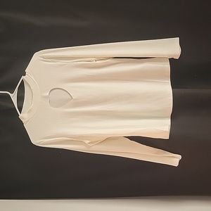 Cream long sleeve ribbed top 1x